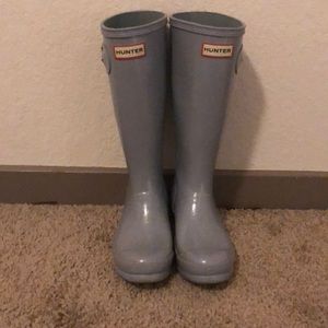 Grey sparkle hunter rain boots!!